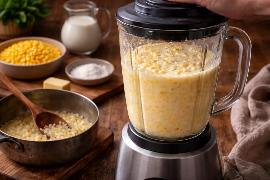 preparo do creme de milho no liquidificador