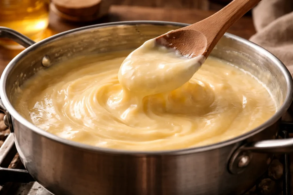 preparo do creme de amido na panela