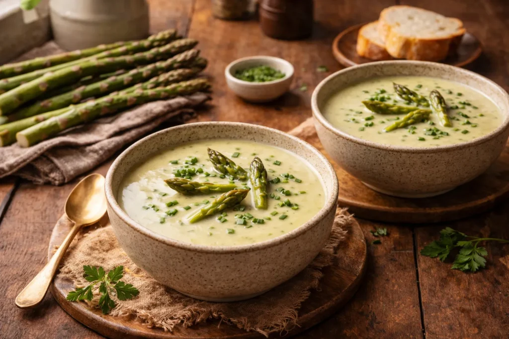 textura cremosa do creme de aspargos