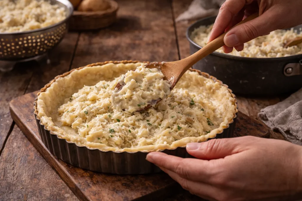 textura cremosa da torta de bacalhau