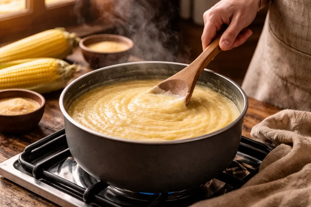 textura cremosa do manjar de milho