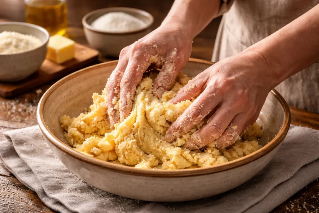 preparo dos biscoitos da titia com amido de milho
