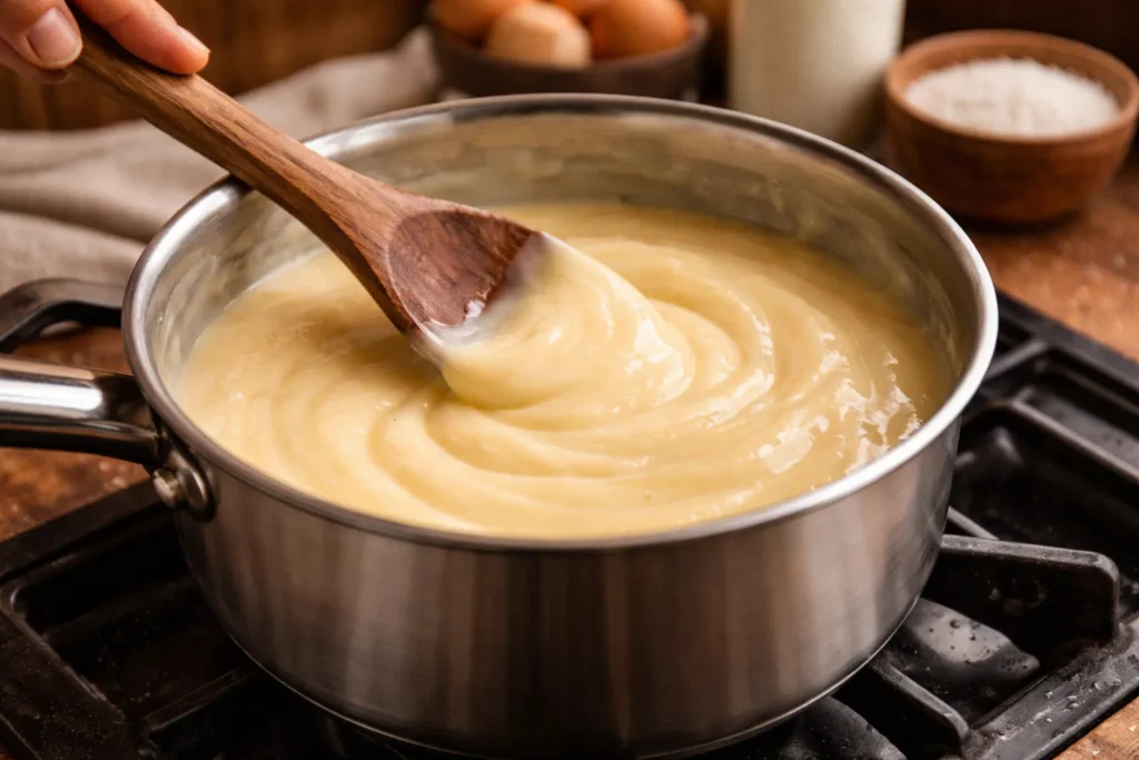 preparo do creme do pavê na panela