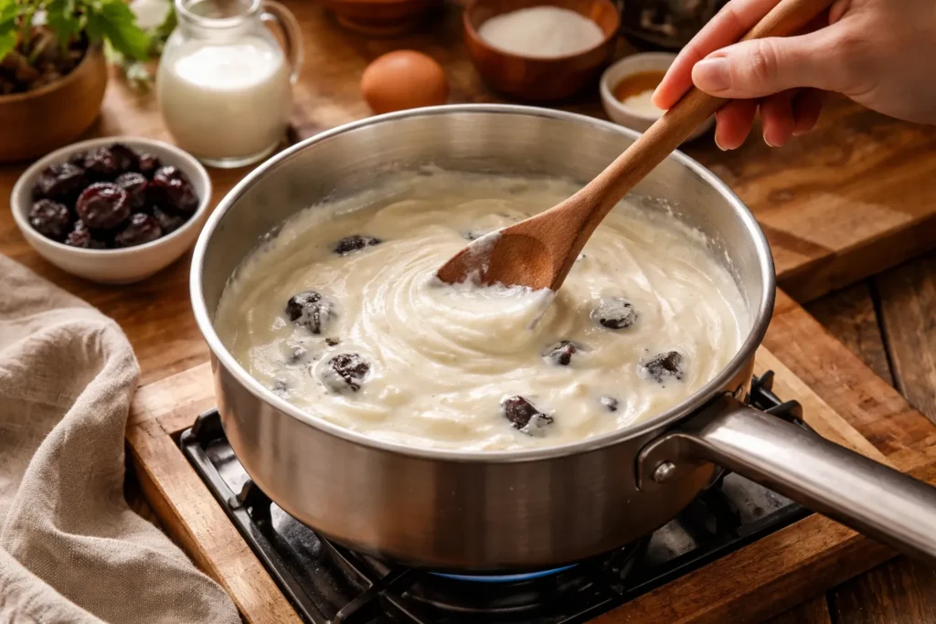 preparo do creme com ameixa