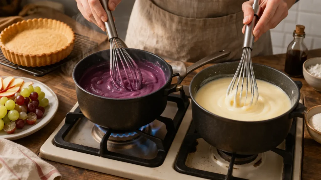 preparo do creme da torta na panela