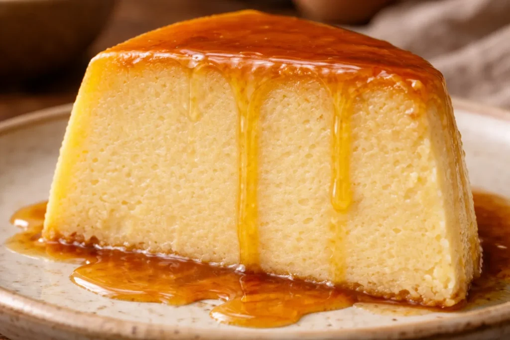 textura cremosa do pudim de queijo