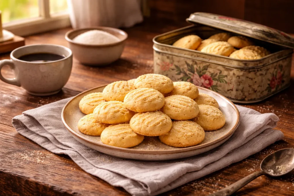 biscoitos da titia com amido de milho servidos com café