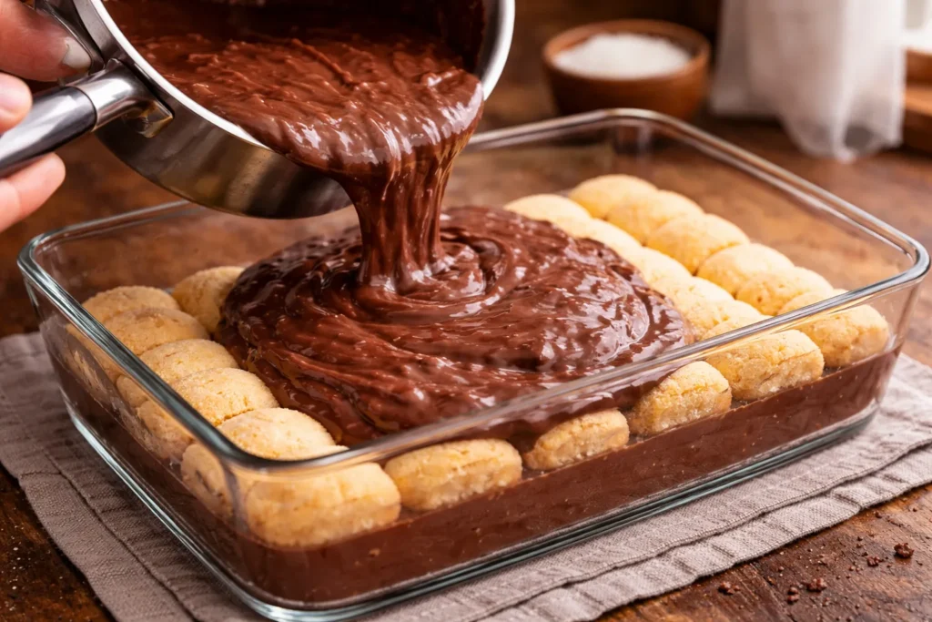 pavê servido em mesa de família