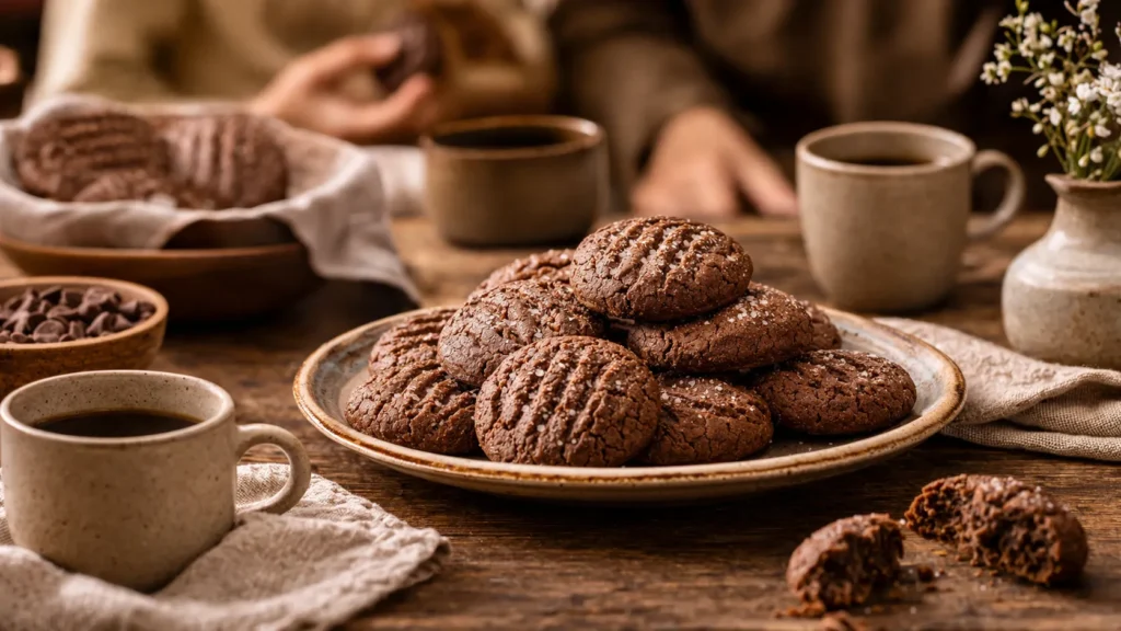 biscoito de chocolate com café