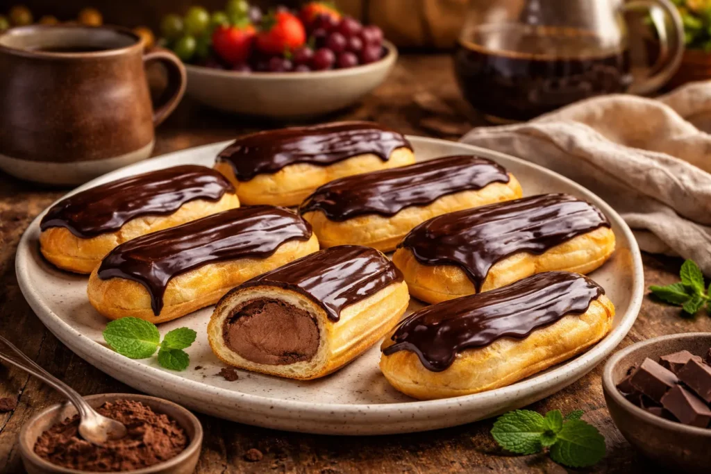 bomba de chocolate servida em mesa de família