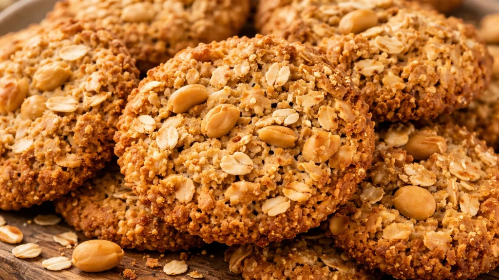 textura do biscoito de aveia com amendoim