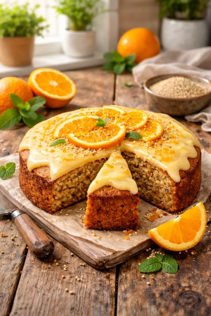 bolo funcional de laranja e amaranto