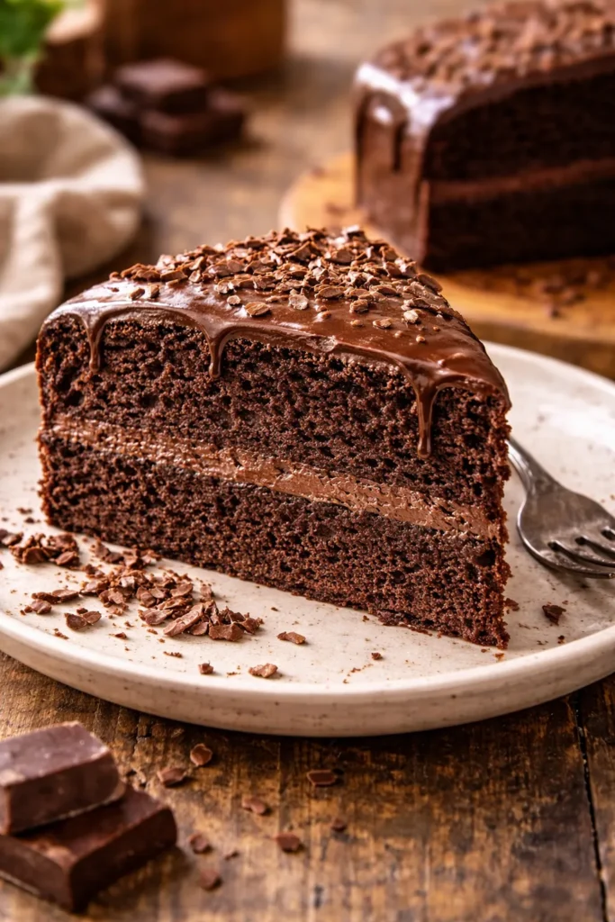 fatia de bolo de chocolate fofinho