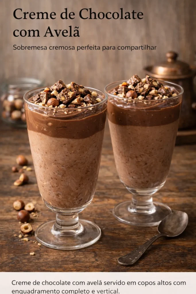 sobremesa de chocolate com avelã em copos