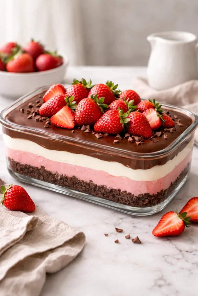 pavê de morango sobremesa em camadas