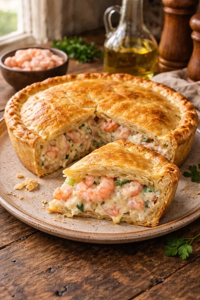 torta de camarão com massa de requeijão caseira