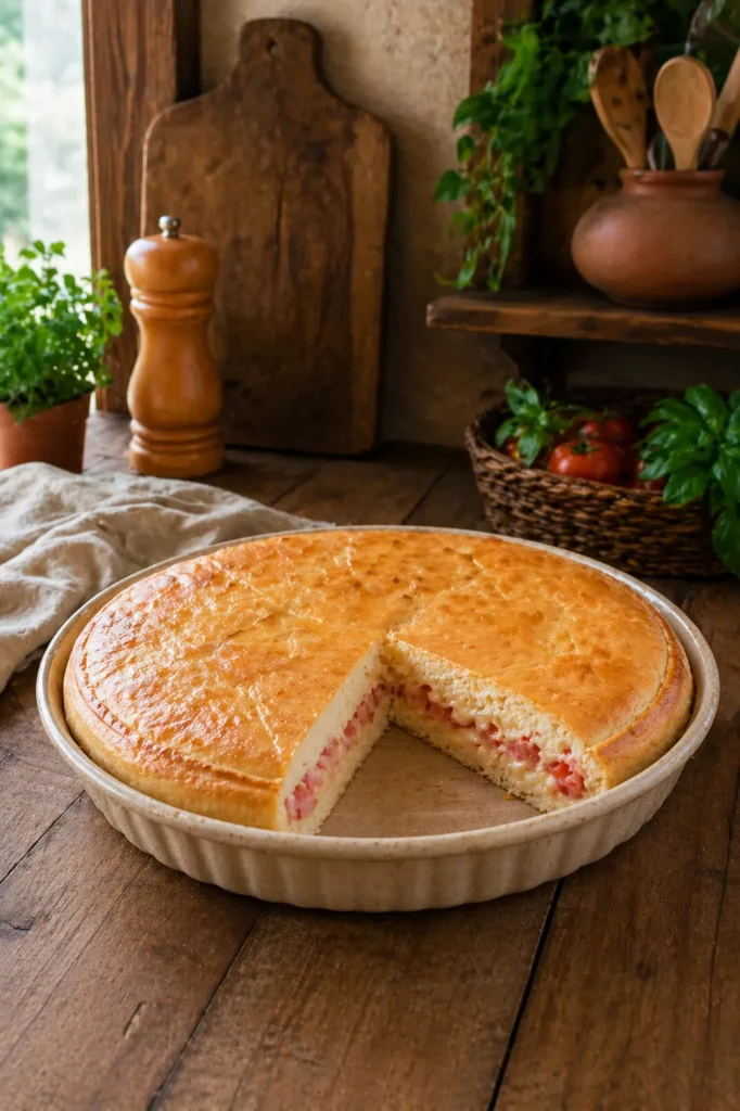 Torta salgada de liquidificador em foto vertical para Pinterest
