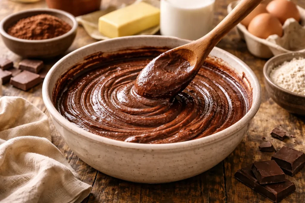 preparo da massa de bolo de chocolate