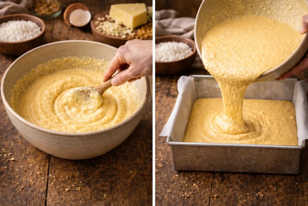 preparo do bolo de fubá cremoso