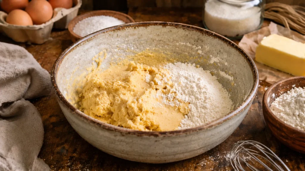 rosquinhas rápidas massa sendo preparada