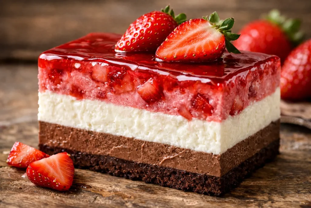 textura do pavê de morango