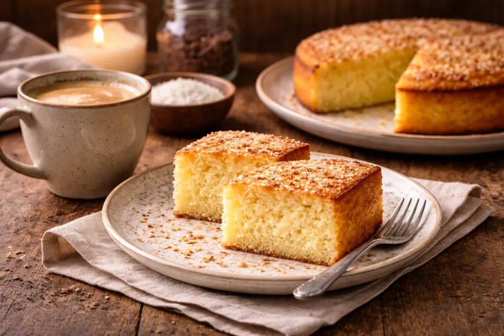 bolo de fubá cremoso com café