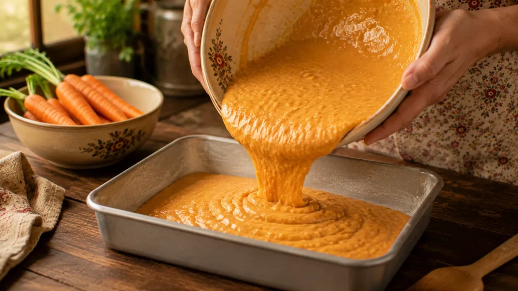preparo da massa do bolo de cenoura com canela