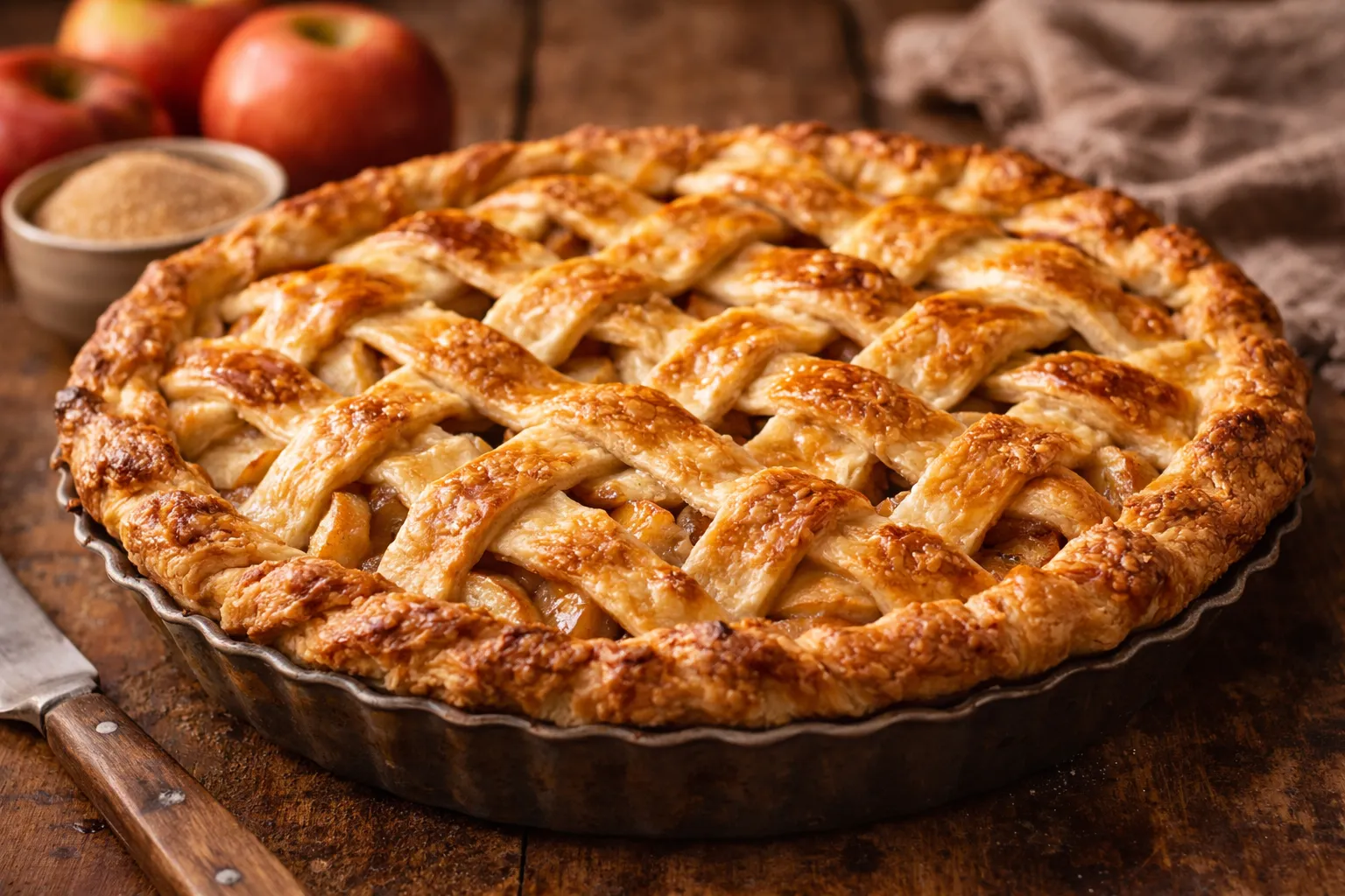 torta americana de maçã dourada recém assada