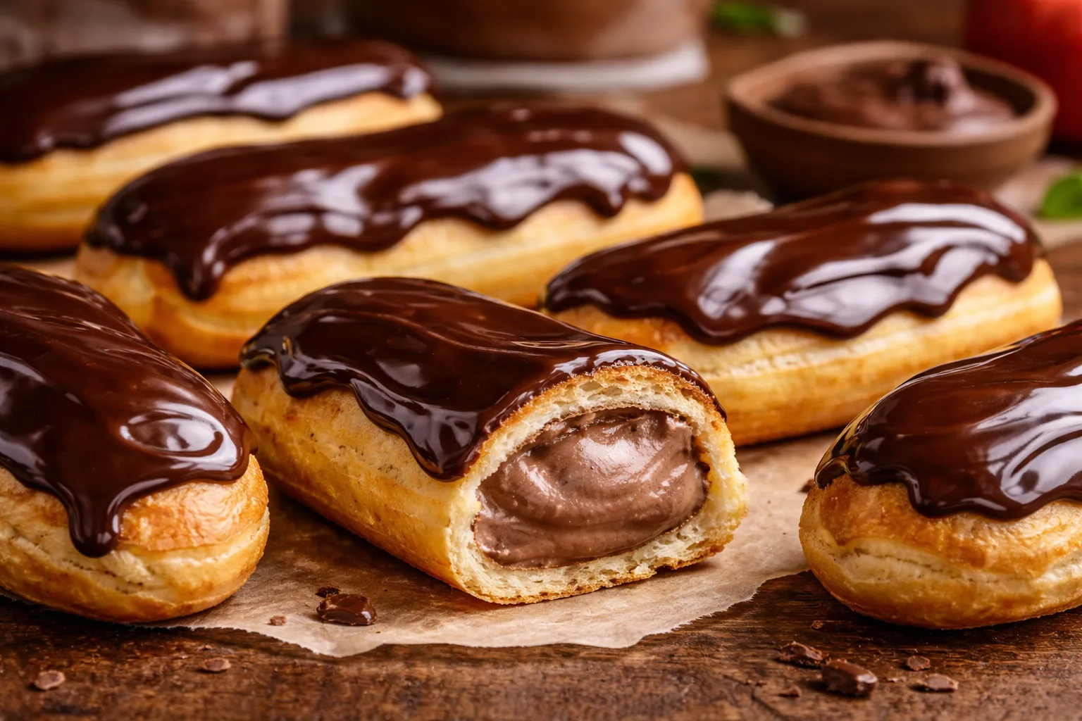 bomba de chocolate caseira com cobertura brilhante