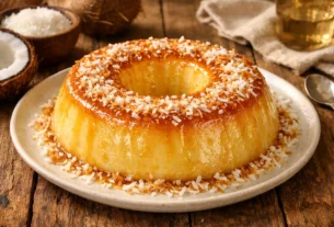 pudim dourado de coco cremoso