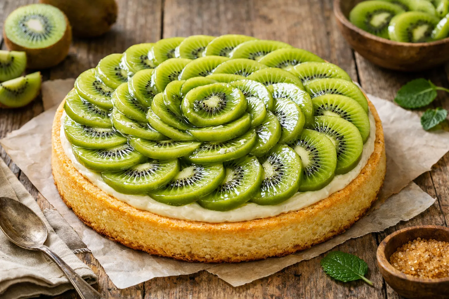 torta de kiwi cremosa caseira