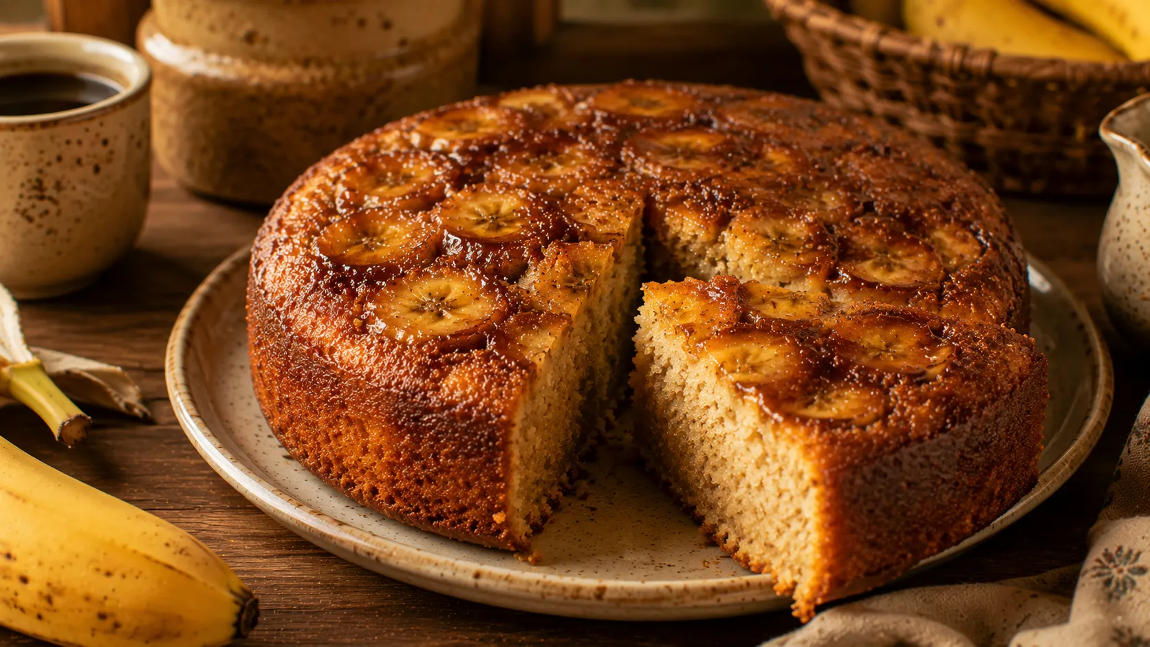 bolo de banana caramelizado