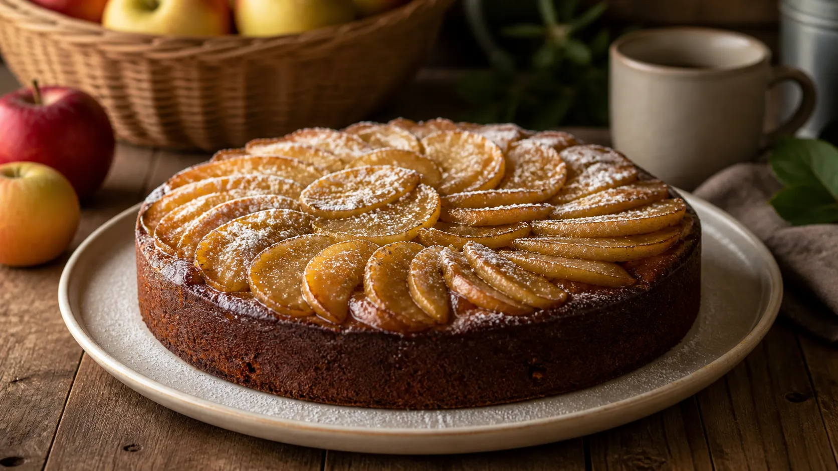 Bolo de maçã com chocolate caseiro com cobertura crocante